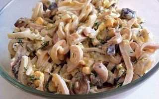 Салат з кальмарами і грибами, рецепти фаршированих грибами кальмарів, фото, відео