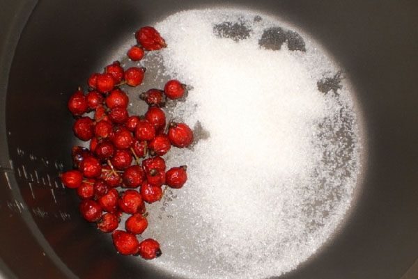 засипати шипшина в сироп і варити