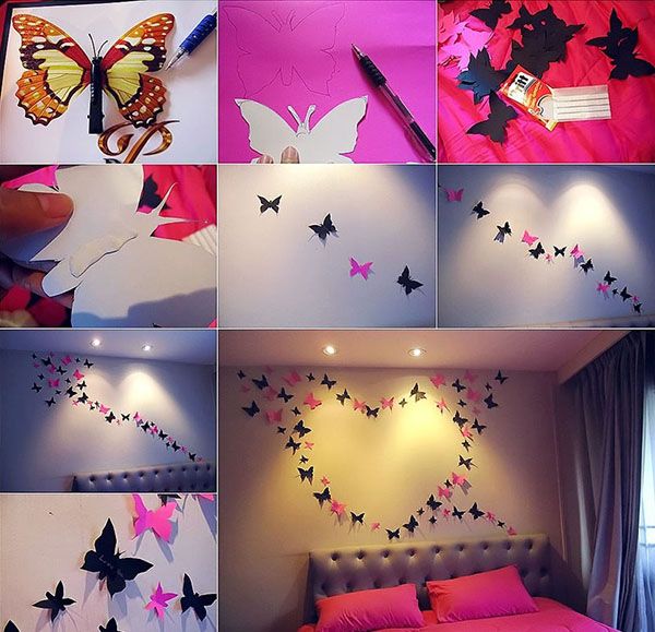 паперові метелики на стіні