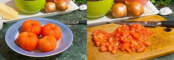 очистити і подрібнити помідори