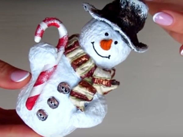ялинкова іграшка Сніговик з пап'є-маше