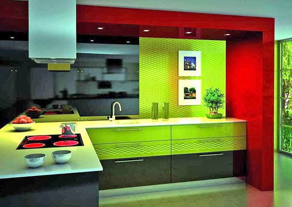 яскраві кольори в дизайні кухні