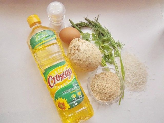 Інгредієнти для котлет з селери з рисом