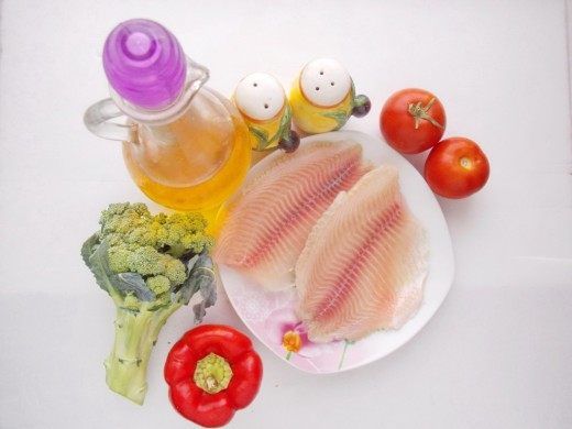 Інгредієнти для смаженого філе морського окуня з овочами